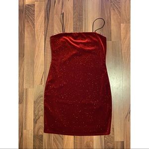 NWT Papaya Red Sparkle Mini Dress